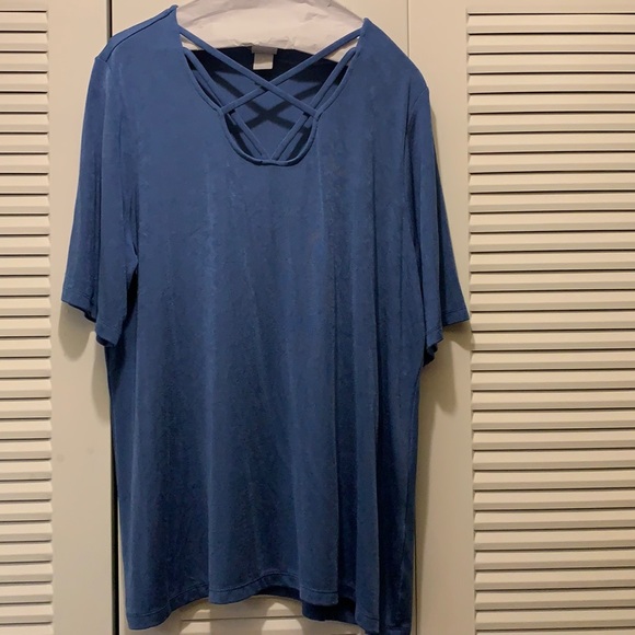 Size 16/18 Chico’s periwinkle blue blouse. 95% Acetate, 5% spandex - Picture 1 of 4